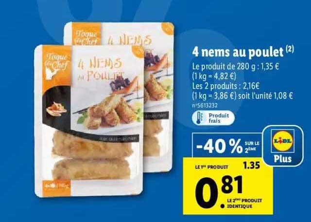 4 Nems Au Poulet Toque Du Chef