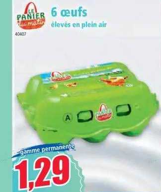 6 oeufs élevés en plein air le panier