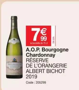 a.o.p. bourgogne chardonnay réserve de l'orangerie albert bichot 2019