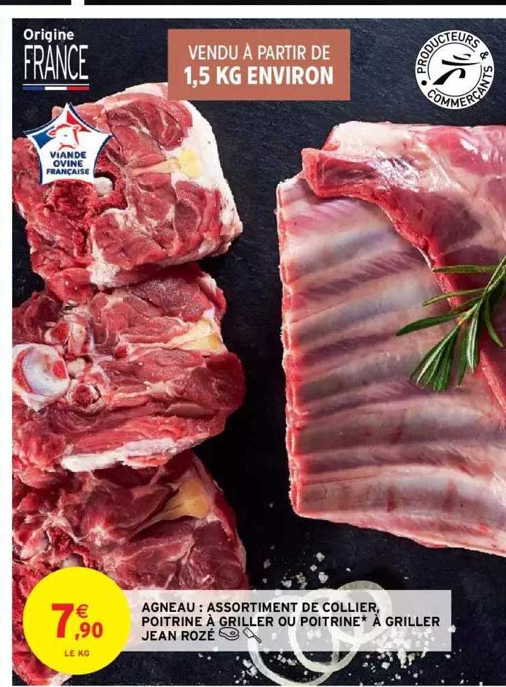 agneau : assortiment de collier, poitrine à griller ou poitrine à griller jean rozé
