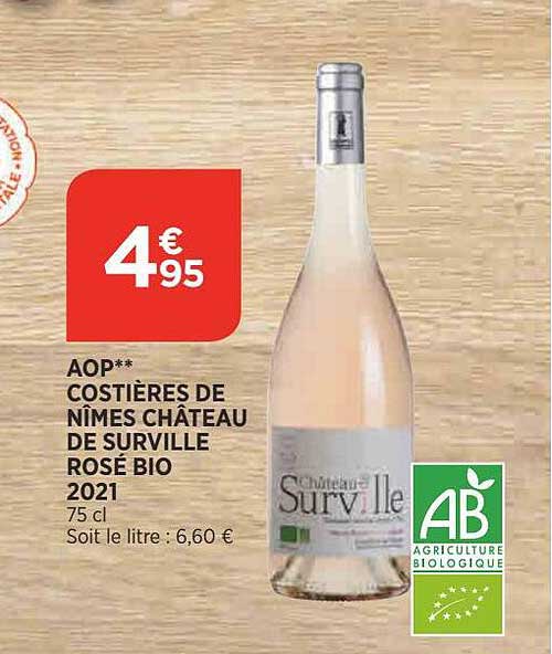 Aop Costières De Nîmes Château De Surville Rosé Bio 2021