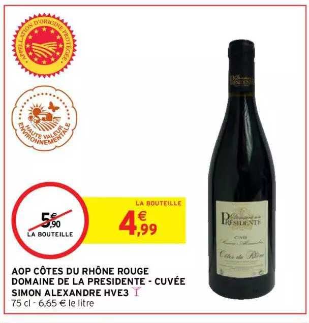 aop côtes du rhône rouge domaine de la présidente - cuvée somin alexandre hve3