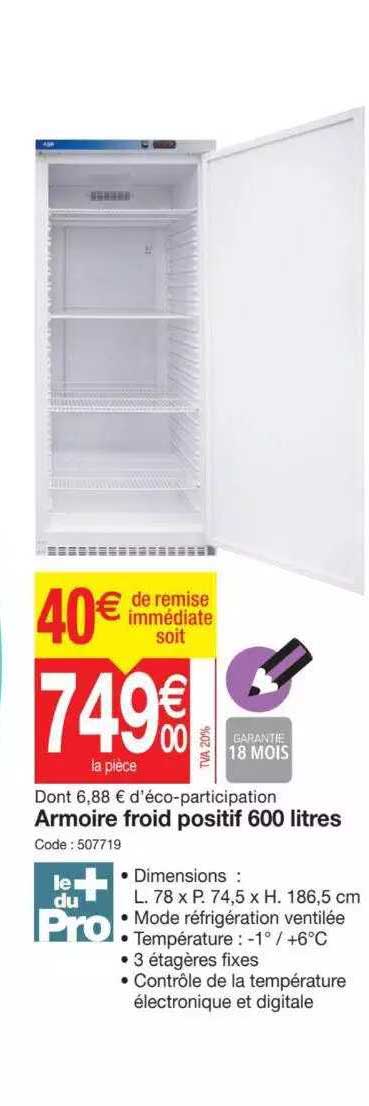 armoire froid positif 600 litres