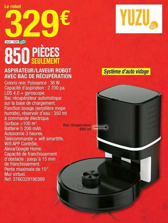 aspirateur laveur robot avec bac de récupération yuzu