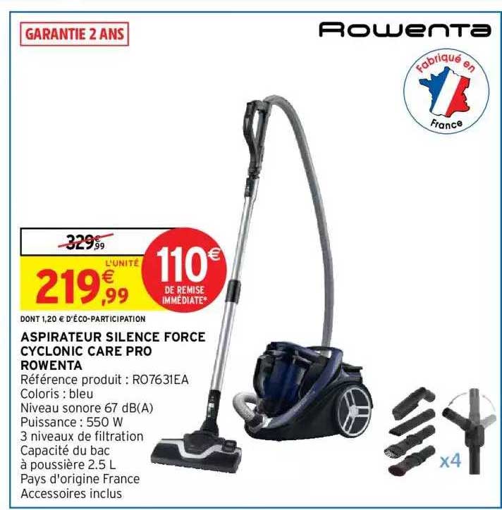 aspirateur silence force cyclonic care pro rowenta