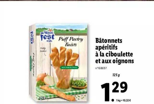 bâtonnets apéritifs à la ciboulette et aux oignons alpen fest