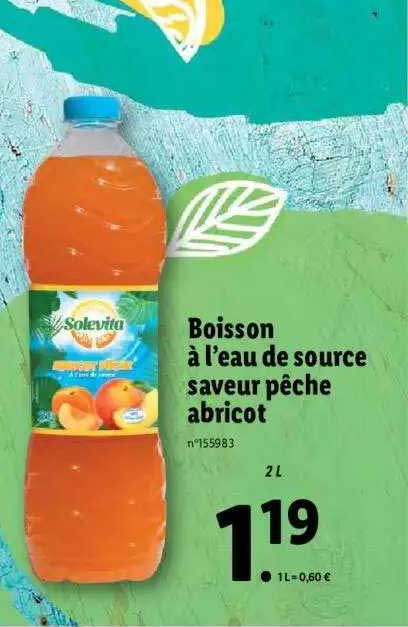 boisson à l'eau de source saveur pêche abricot