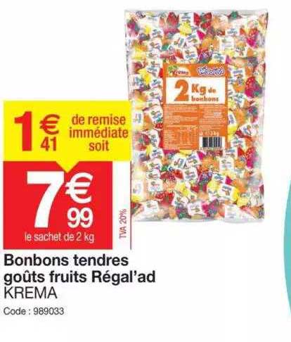 bonbons tendres goûts fruits régal'ad krema