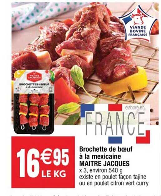 brochette de bœuf à la mexicaine maître jacques