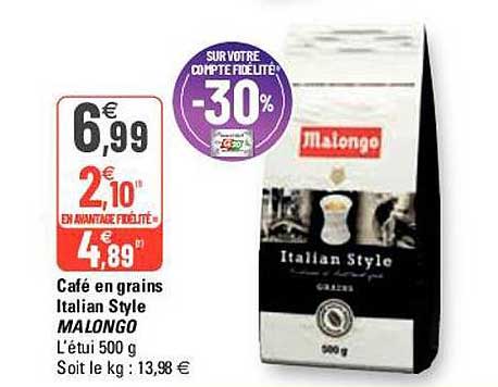 café en grains italian style malongo