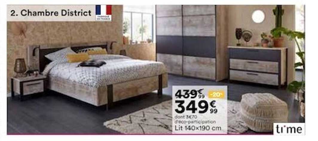 chambre district lit 140x190 cm