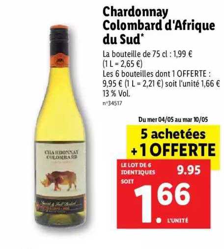 chardonnay colombart d'afrique du sud