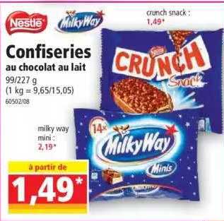 confiseries au chocolat au lait nestlé, milky way