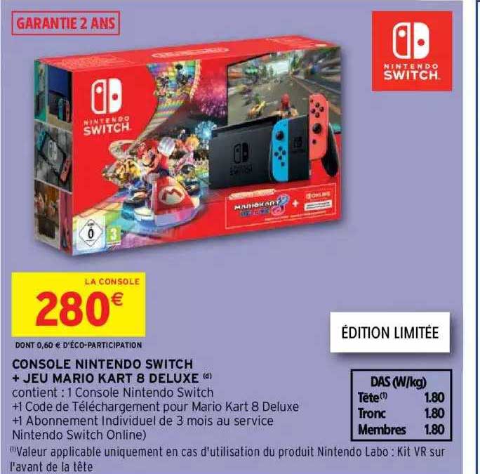 console nintendo switch + jeu mario kart 8 deluxe
