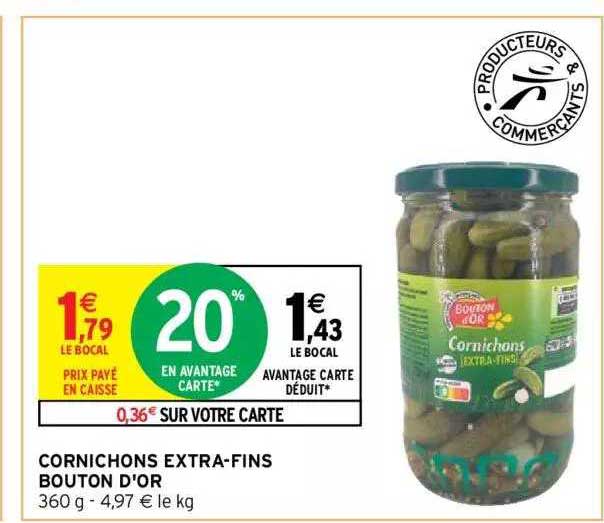 cornichons extra-fins bouton d'or