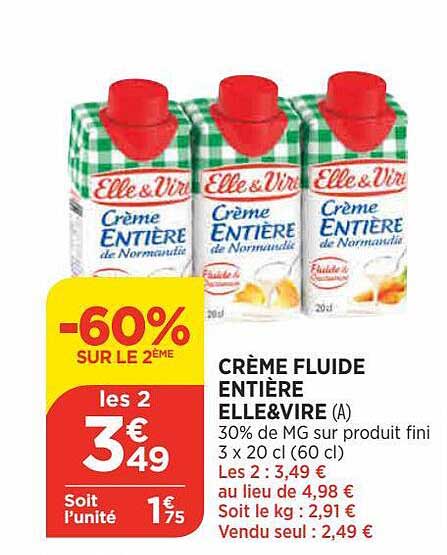 crème fluide entière elle&vire