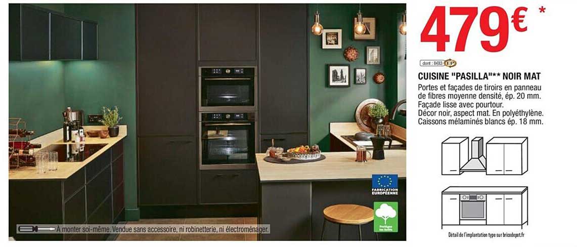 Cuisine "pasilla" Noir Mat