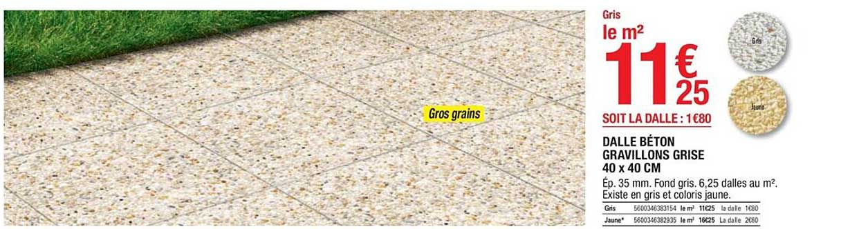 dalle béton gravillons grise 40x40 cm