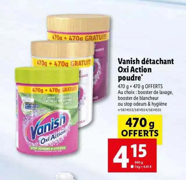 détachant oxi action poudre vanish