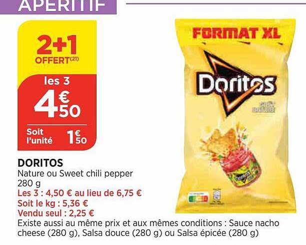 doritos nature ou sweet chili pepper