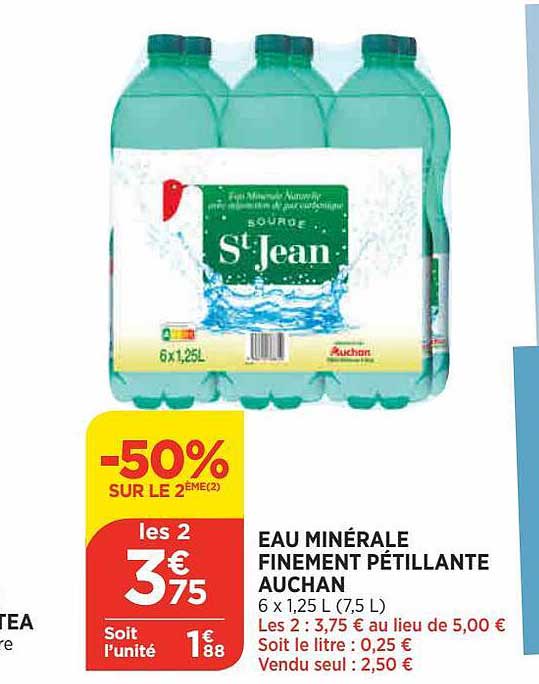 eau minérale finement pétillante auchan