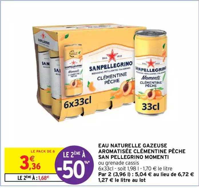 eau naturelle gazeuse aromatisée clémentine pêche san pellegrino momenti