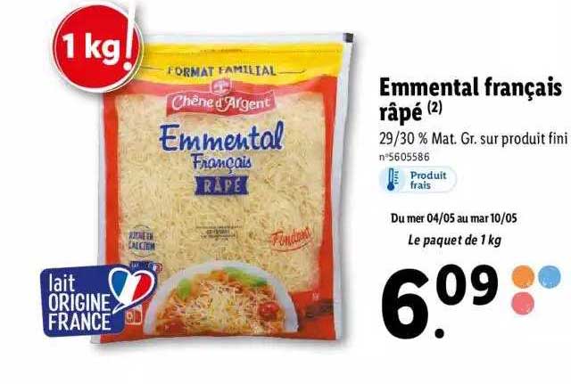 emmental français râpé chêne d'argent