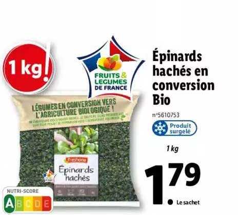 épinards hachés en conversion bio freshona