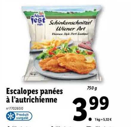 escalopes panées à l'autrichienne alpen fest