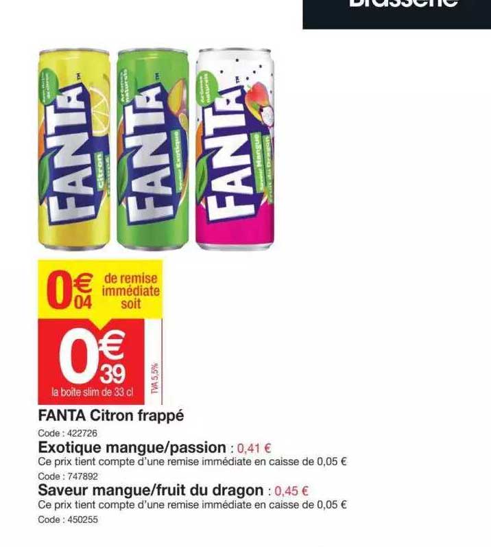 Fanta Citron Frappé, Exotique Mangue-passion, Saveur Mangue-fruit Du Dragon