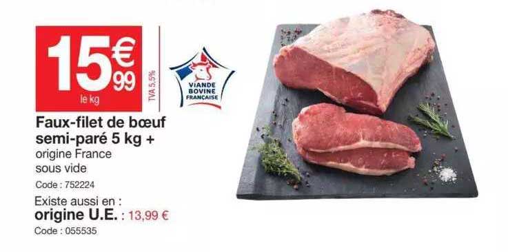 faux-filet de bœuf semi-paré 5 kg+
