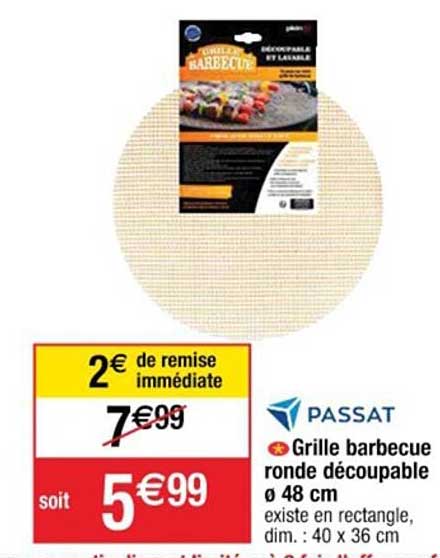 grille barbecue ronde découpable ø 48 cm passat