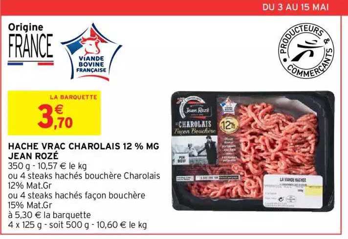 haché vrac charolais 12% m.g. jean rozé