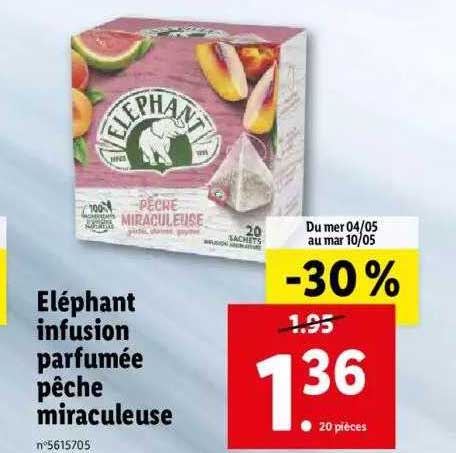 infusion parfumée pêche miraculeuse éléphant