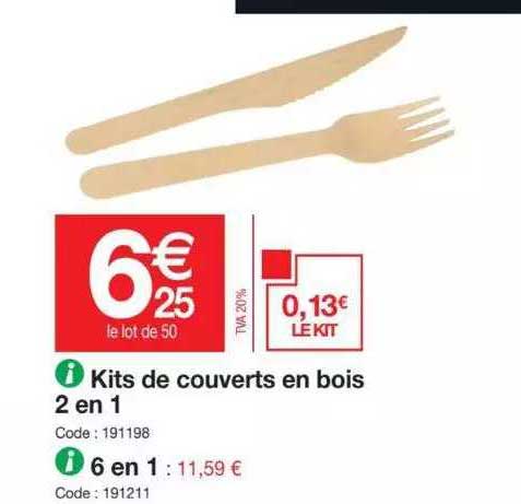 Kits De Couverts En Bois 2 En 1, 6 En 1