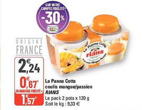 la panna cotta coulis mangue-passion rians