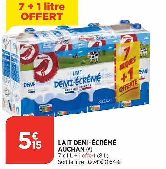 lait demi-écrémé auchan