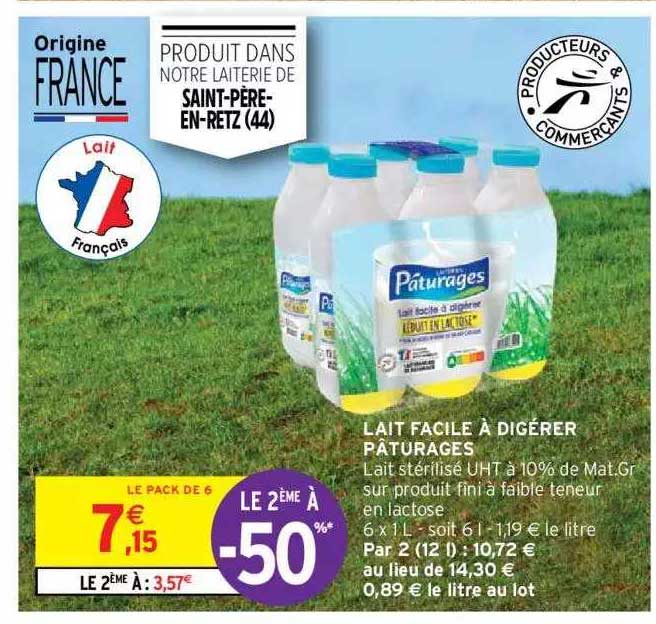 lait facile à digérer pâturages