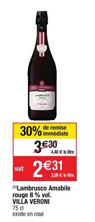 lambrusco amabile rouge 8% vol. villa veroni