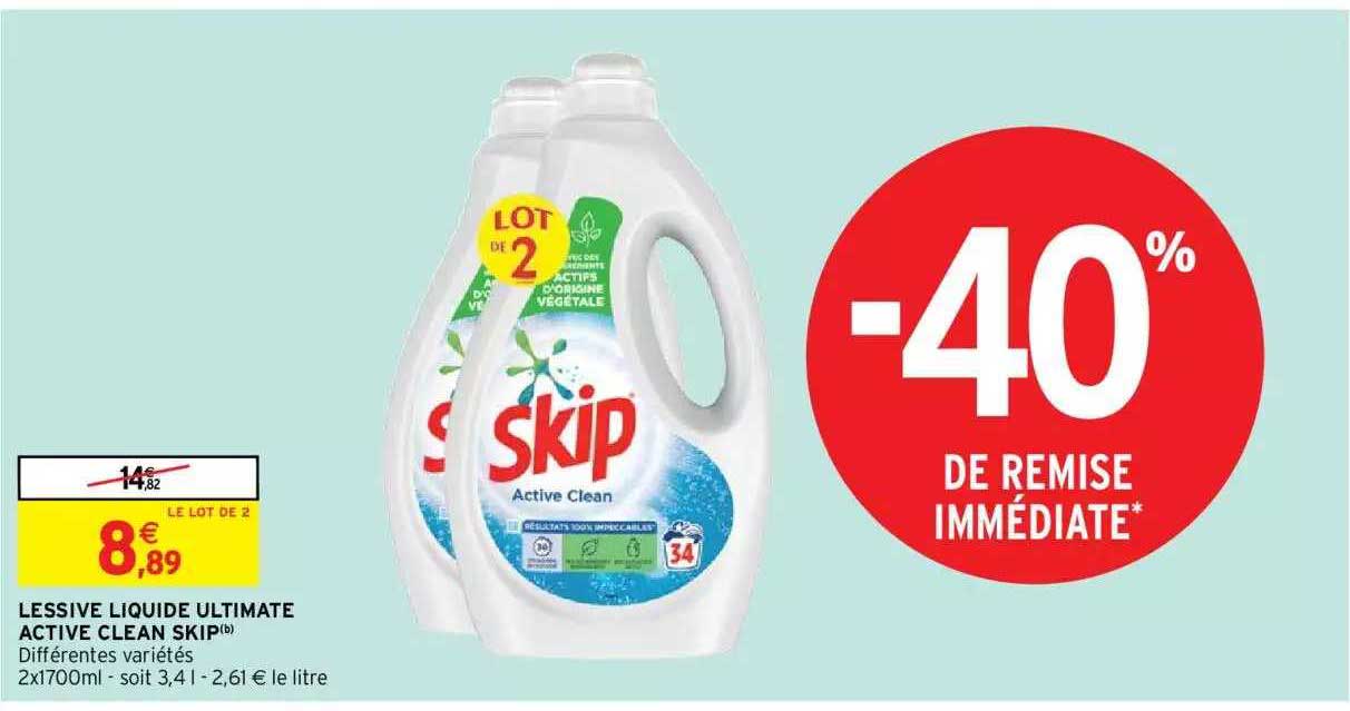Lessive Liquide Ultimate Active Clean Skip