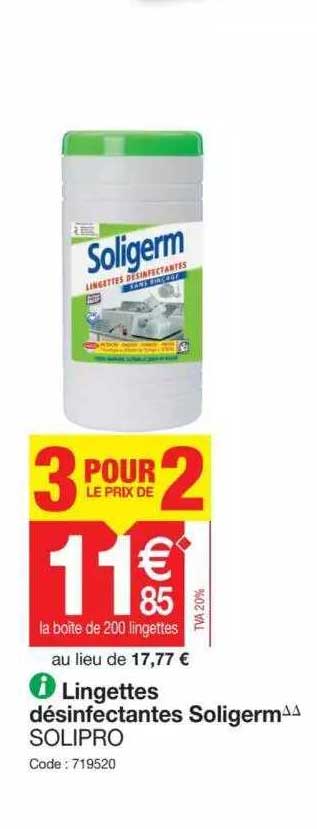 lingettes désinfectantes soligerm solipro