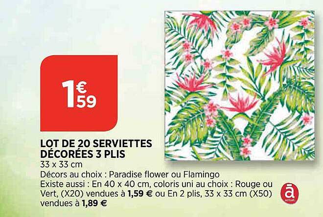 lot de 20 serviettes décorées 3 plis