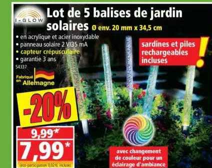 lot de 5 balises de jardin solaires i-glow