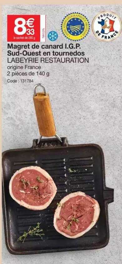 magret de canard i.g.p. sud-ouest en tornedos labeyrie restauration