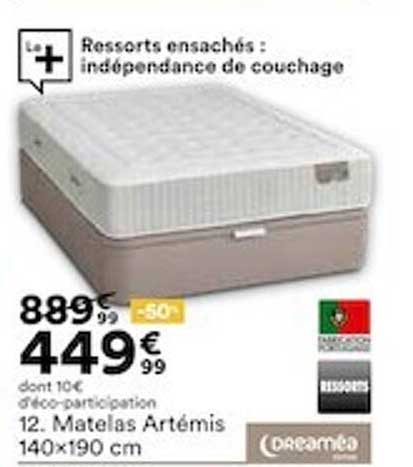 matelas artémis 140x190 cm dreaméa