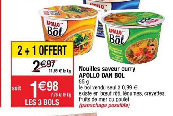 nouilles saveur curry apollo dan bol