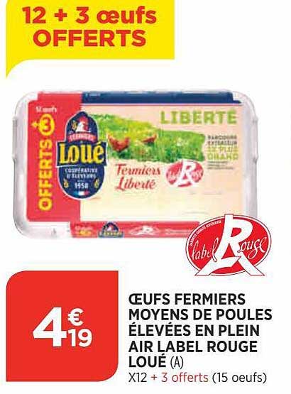 oeufs fermiers moyens de poules élevées en plein air label rouge loué