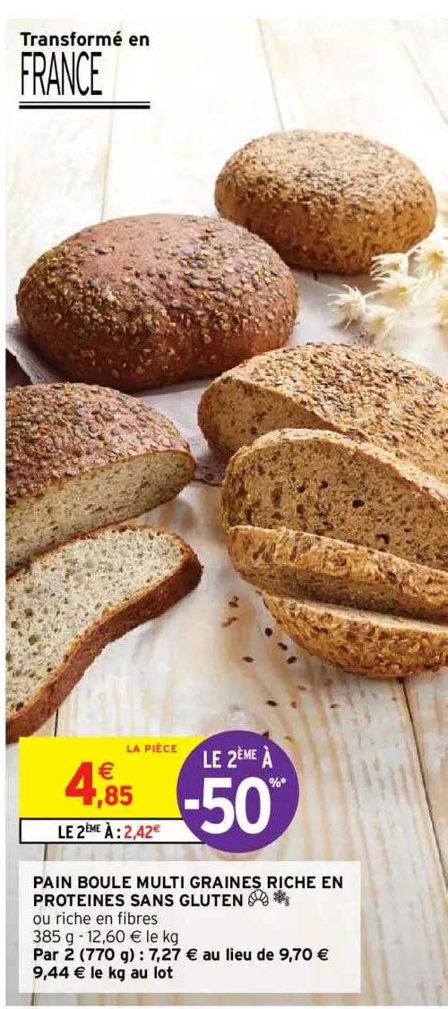 pain boule multi graines riche en proteines sans gluten