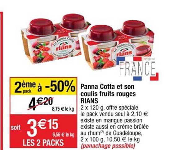 panna cotta et son coulis frutis rouges rians