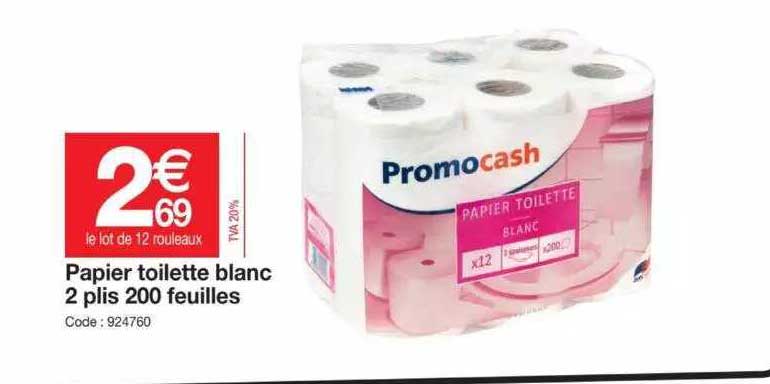 papier toilette blanc 2 plis 200 feuilles